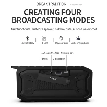 

Wireless Bluetooth Speaker Radio Portable Speaker TWS Outdoor IPX7 Waterproof Subwoofer Support FM AUX U Disk TF Card