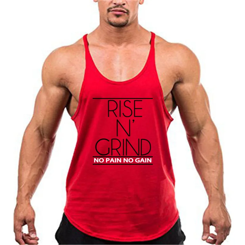 Бодибилдинг бренд майка для мужчин Стрингер короткий топ для фитнеса Singlet рубашка без рукавов тренировка мужская майка спортивная одежда - Цвет: red10