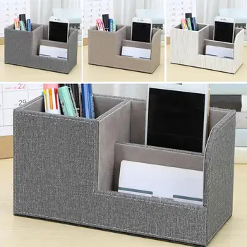 

Home Office Desktop Pen Holder Remote Control Cosmetic Organizer Storage Box