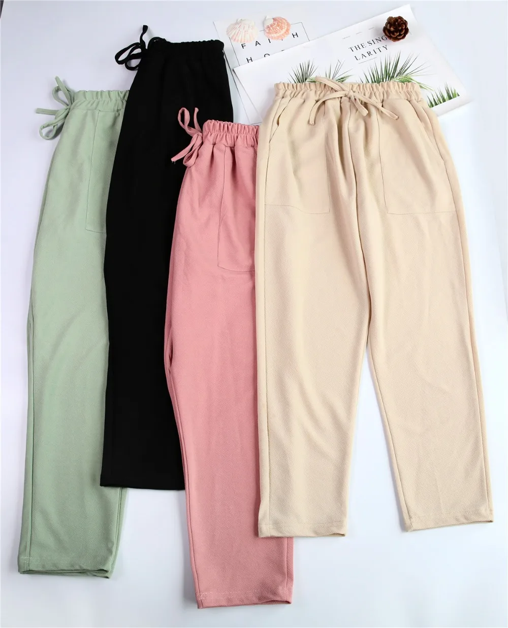 4 цвета женские брюки новые хлопковые льняные летние брюки с эластичной высокой талией корейские Капри легкие шаровары большие размеры