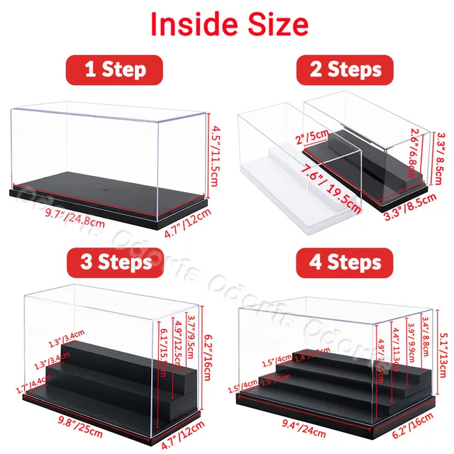 Odoria 1/2/3/4 Steps Acrylic Display Case Large Dustproof Clear Box Cabinet for 1/87 1/35 Action Figures Collectibles Model 2