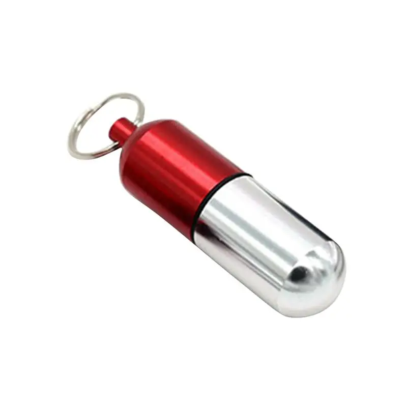 

1PC Travel Portable Pill Box Lightweight Mini Keychain Aluminum Alloy Pill Box Waterproof Medicine Container Holder for Trip