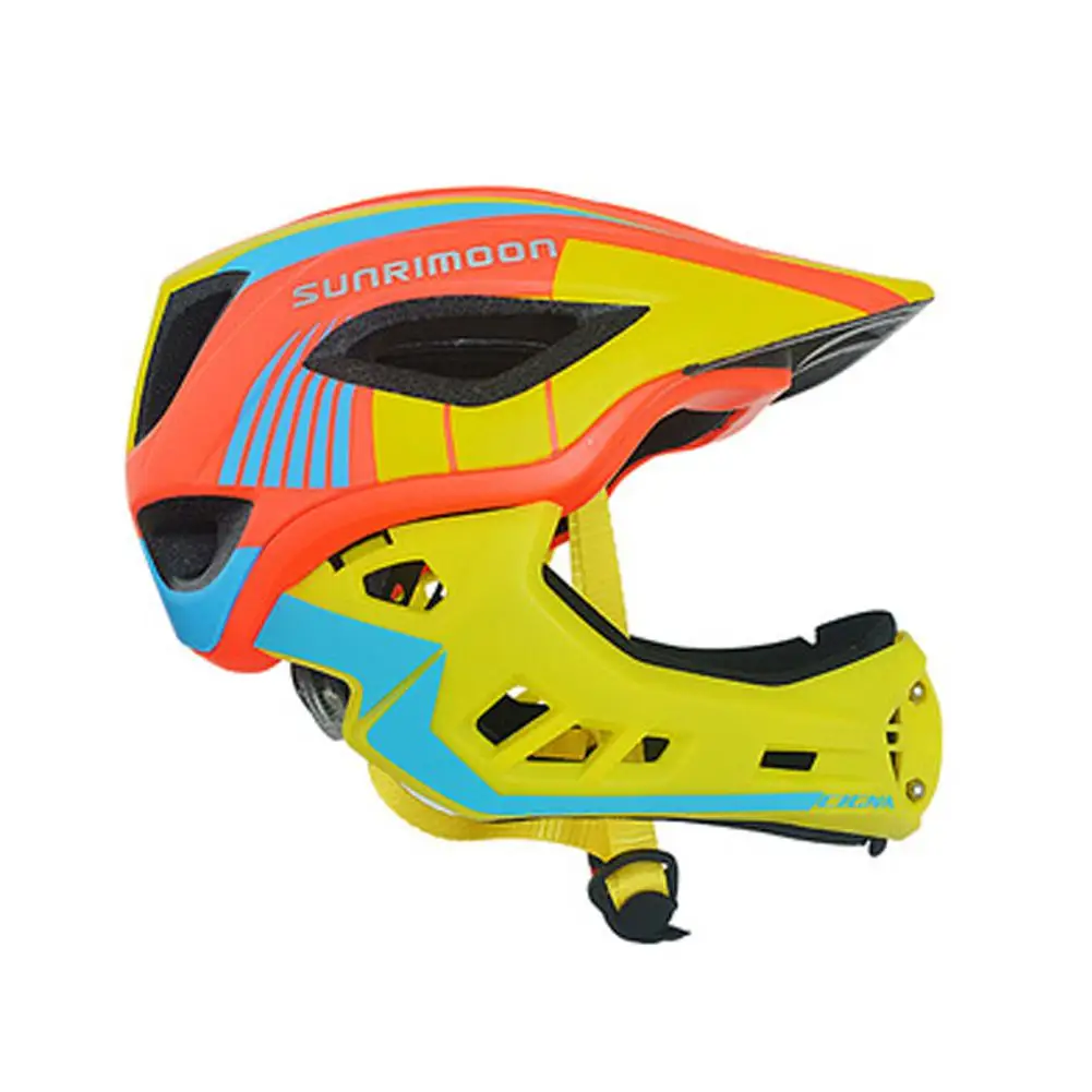 Yellow orange blue Kuulee дети унисекс велоспорт шлем голова и защита подбородка EVA шлем - Цвет: Yellow orange blue