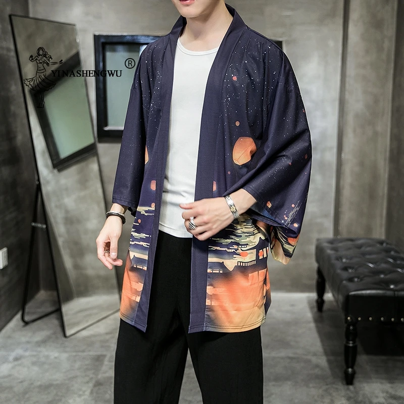 Kimono Cardigan kimono para hombre, kimono japonés, túnica tradicional para  playa, delgada, para vacaciones, cosplay, disfraz Yukata, camisa unisex