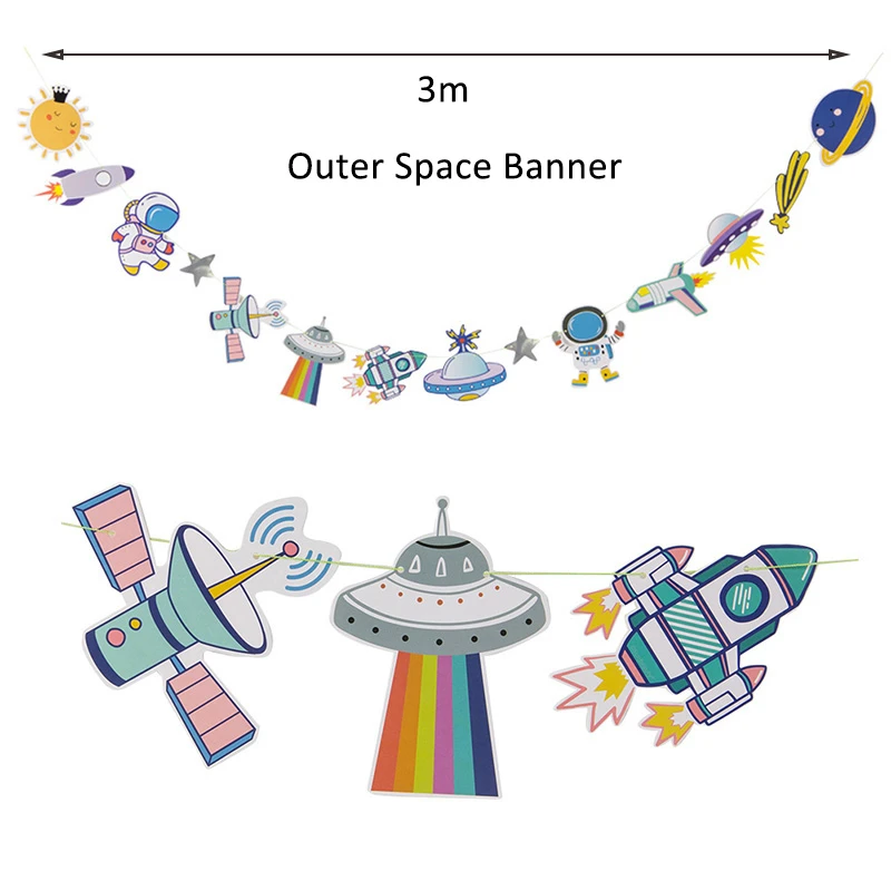10 шт., вихревое украшение солнечной системы, космическое пространство, галактика, вихревое украшение, детский класс, душ, товары для дня рождения - Цвет: space banner-2