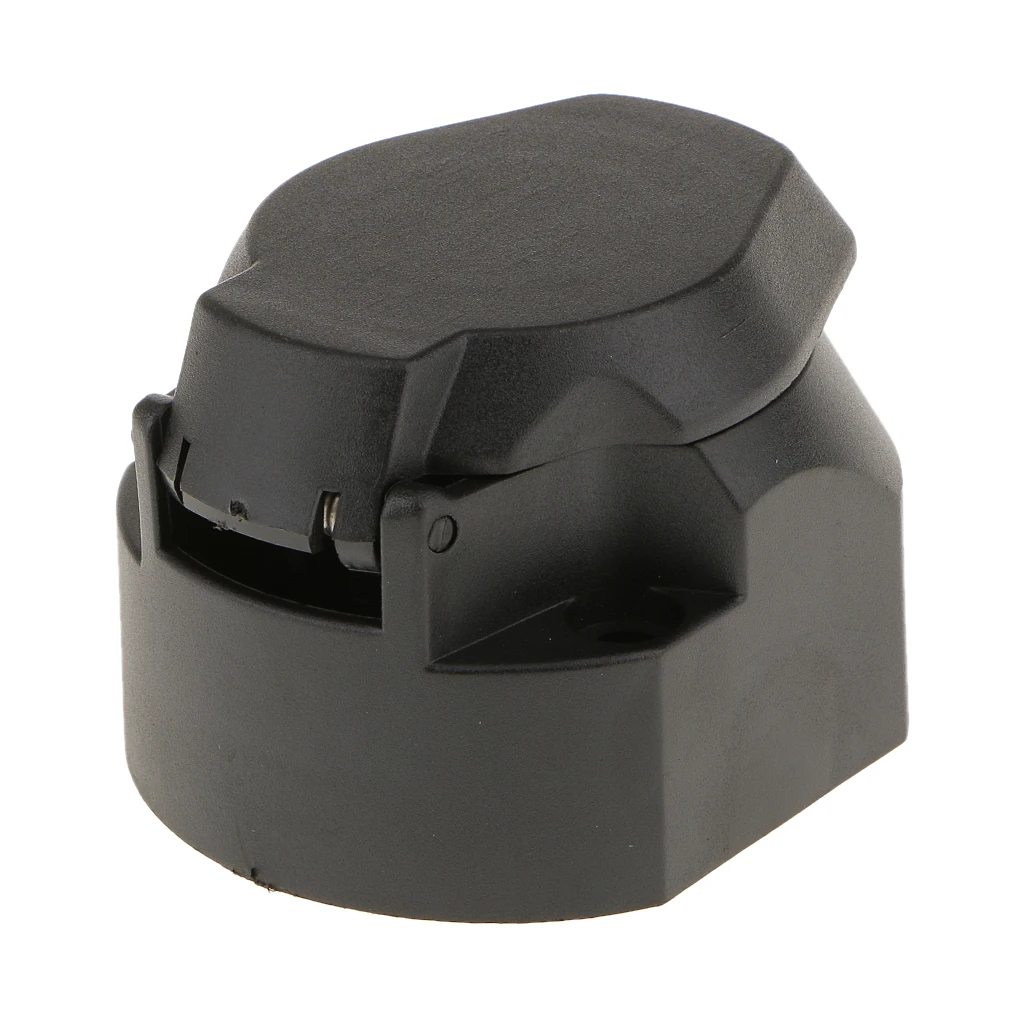 7 Pin Copper Short Towing Caravan Socket Plug Connector PVC, Black