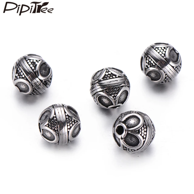 10mm 10pcs Silver Spacer Beads, Antique Silver Plated Bali Silver Beads for Jewelry  Making, Metal Spacers for 3mm Hole 