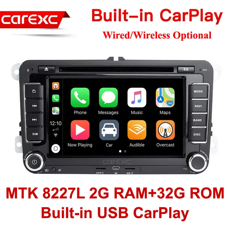 CarExc 7 дюймов 2-DIN Android 9,0 радио для Volkswagen VW Skoda Octavia Golf 5 6 touran passat B6 jetta Polo Tiguan встроенный CarPlay с DVD gps навигационная автомобильная система Muiltmedia плеер - Цвет: MTK 32G ROM
