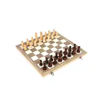 

1PCS Wooden Chess Set International Chess Entertainment Game 3 In 1 Table Desktop Battle With Folding Board For Kids And Adults