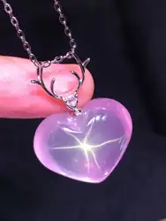 Подлинная натуральный розовый кварц женское ожерелье с подвеской 20x16x10 мм Сердце прозрачные бусины украшение с кристальной подвеской AAAAA