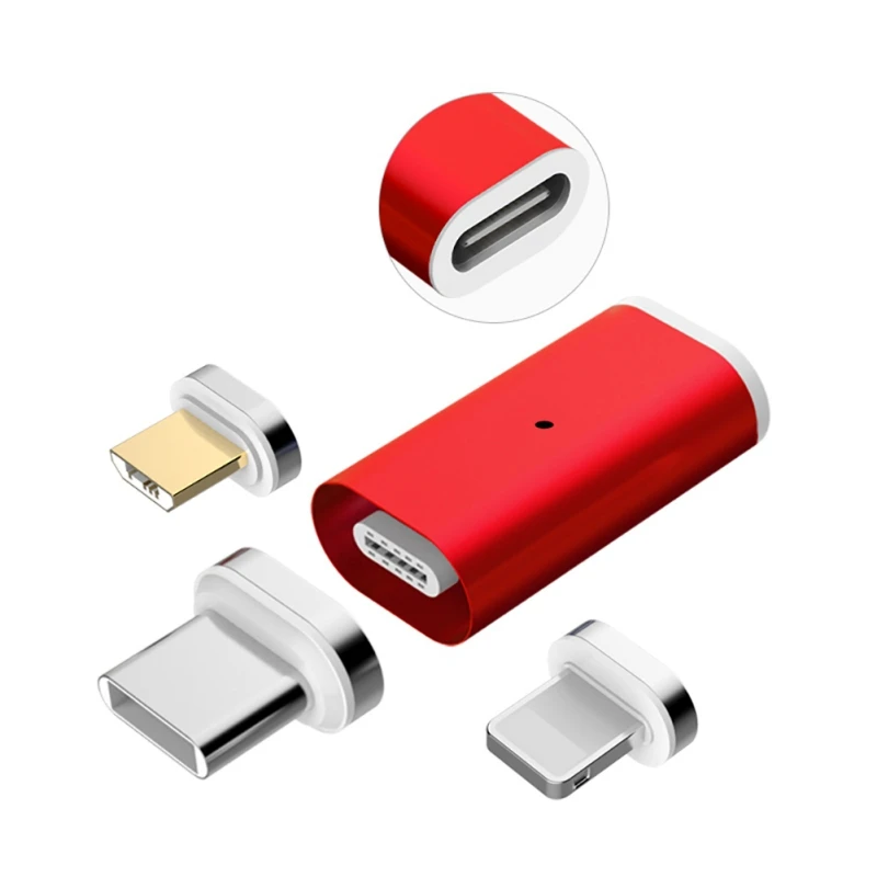 Быстрая зарядка Магнитный адаптер для iPhone Lightning Android type C штекер Micro USB 2,0 соединительное устройство для Micro USB C кабель