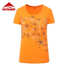ROYALWAY спортивные женские летние футболки с коротким рукавом, модные хлопковые удобные дышащие футболки с цветочным принтом