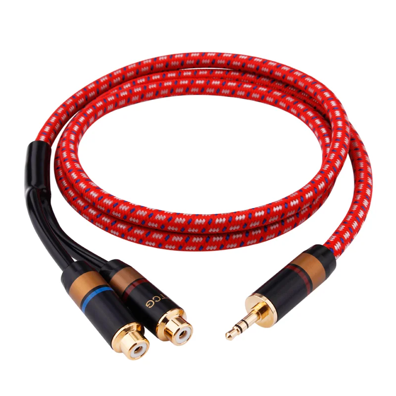 Y-052 HIFI аудио кабель один в два позолоченный 3 5 мм на двойную головку лотоса до 2RCA