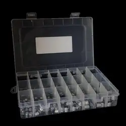 1 мкФ ~ 1000 мкФ 6,3 V-50 V 400 Pcs 24 значение SMD алюминиевый электролитический конденсатор прочный легко установить пассивный Ассортимент коробка