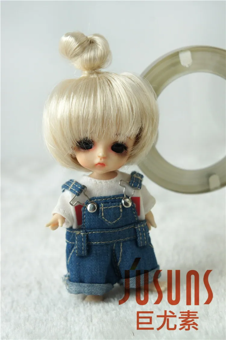 JD363 1/12 1/8 Мода BJD синтетический, мохеровый, для куклы парики Симпатичные Updo кукольные волосы Размер 3-4 дюймов 5-6 дюймов кукольный парик аксессуары - Цвет: 3-4inch Blond SM202