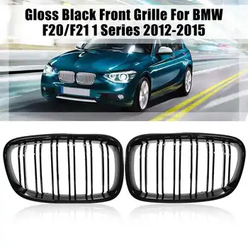 

Pair Gloss Black Front Bumper Kidney Grille Grills Double Slat for BMW F20 F21 1 Series 2012 2013 2014 2015 Car Racing Grills