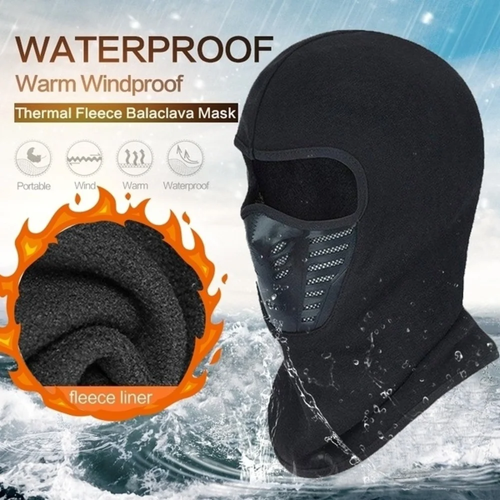 

Winter Warm Motorcycle Face Mask Neck Scarf Active Carbon Filters Thermal Fleece Balaclava Motorcycle Waterproof Beanies