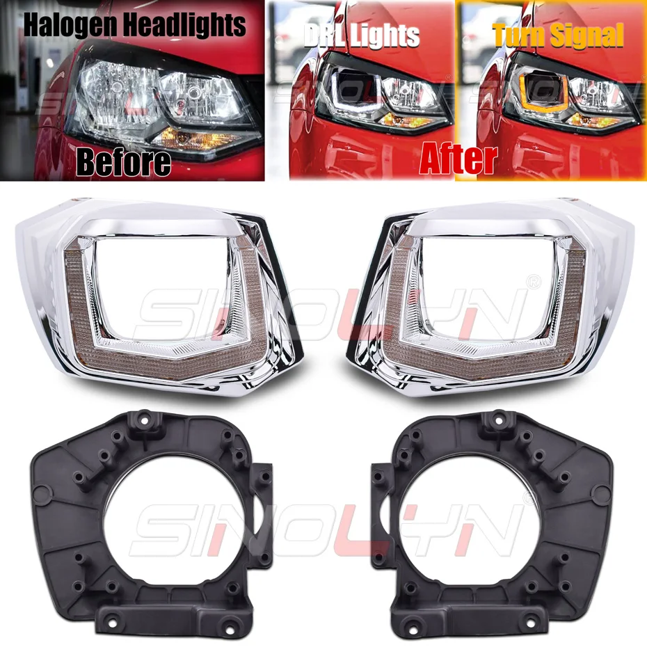 Upgrade Kit Für VW Polo 6C 2014 Halogen Scheinwerfer U Led DRL Blinker  Lampen D2S D2H Hella 3R H4 bi Xenon Projektor Linsen Kit - AliExpress