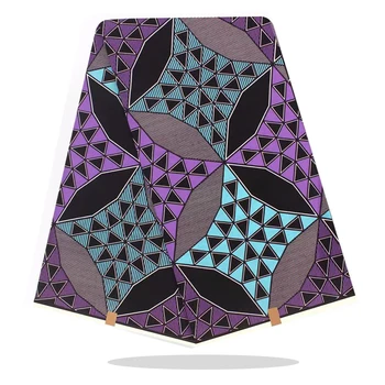 

6 Yards 100%High Quality Dress Material Veritable Soft Breathable African Wax Dye Block Printed Fabric Cotton For Sewing RV08-87