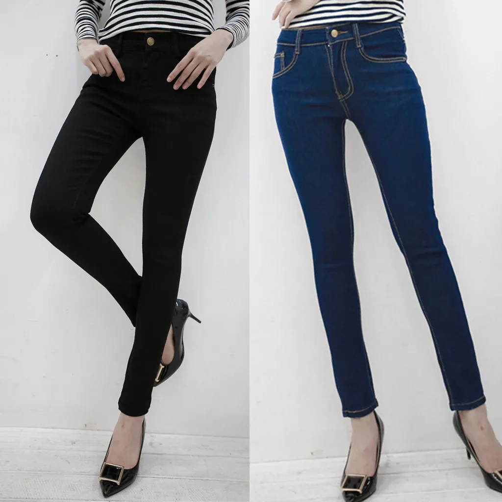 SAGACE, модные классические женские джинсы большого размера на молнии, с пуговицами, высокая талия, Стрейчевые узкие джинсы, одноцветные брюки-карандаш, осень и зима