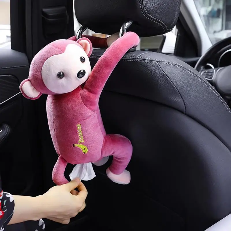 

Car Accessories Cartoon Coche Tissue Box Car Tissue Holder Animal Monkey Car Hanging Paper Napkin Box Cover Holder Auto Goods