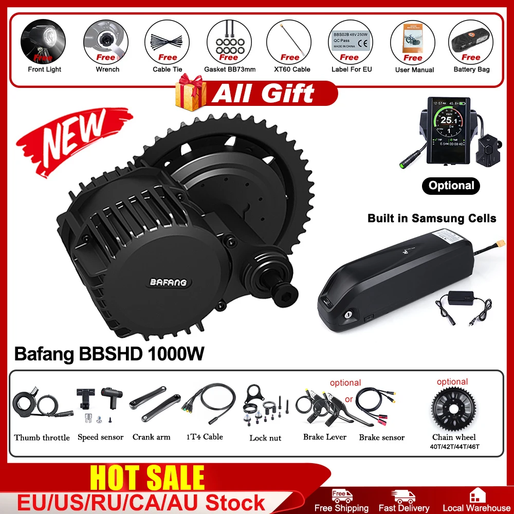 Набор для переоборудования Ebike Bafang BBSHD BBS03 48/52 в 1000 Вт средний мотор с литиевой