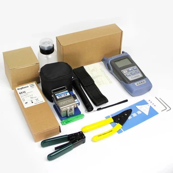 

12pcs/set Fiber Optic Tool Kit with Fiber Cleaver FTTH -70~+10dBm Optical Power Meter 10mW Visual Fault Lcator 10km