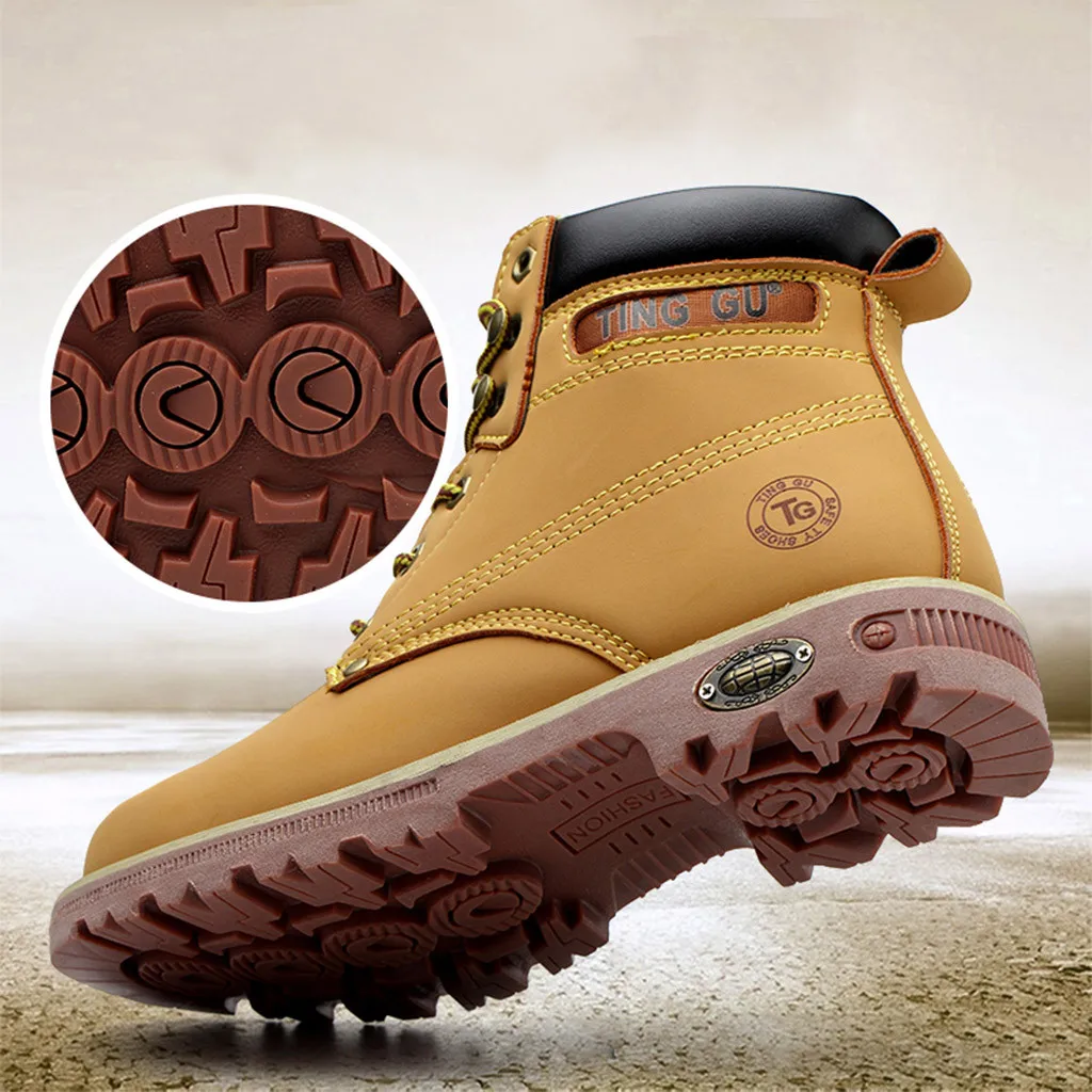 Обувь мужские ботинки г. Осенне-зимняя Рабочая обувь с высоким берцем, из натуральной PU искусственной кожи обувь для тренировок