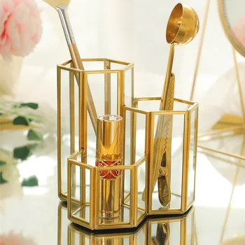 

Acrylic 3 Slots Make Up Brush Organizer Glass Cosmetic Storage Box Makeup Organizer Clear Storage Case Brush Organizer