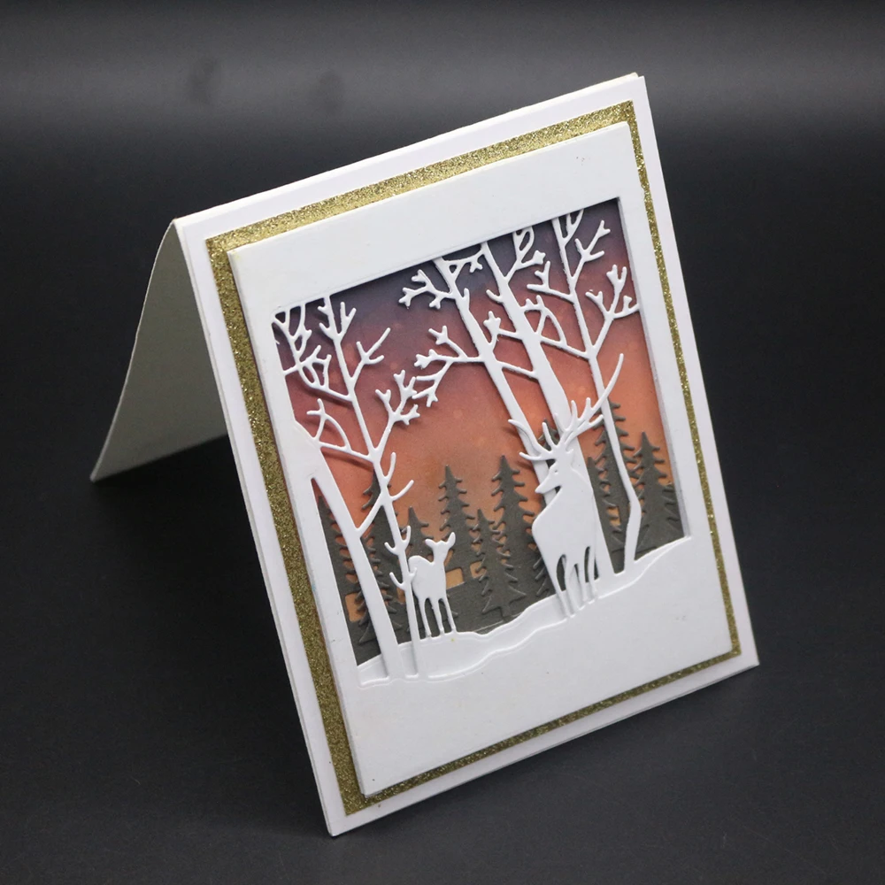 Deer Shaped Forest Metal Cutting Dies Decorative Cards Making Die Scrapbooking Album Dies Cut Handcrafts Embossed Plate Stencils