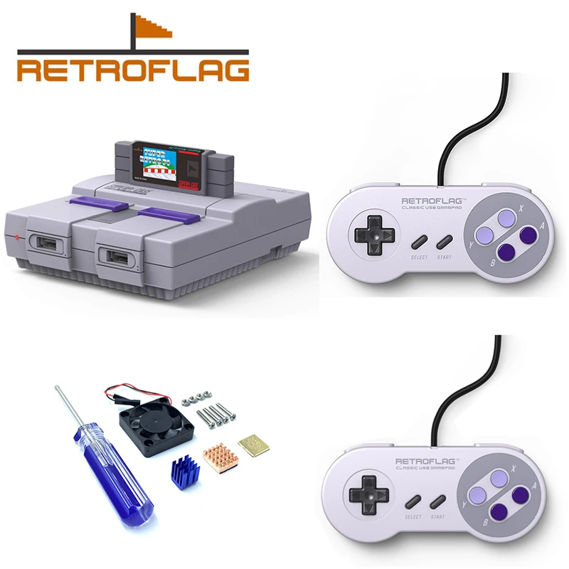 

Retroflag SUPERPi U CASE Or J Case with 2PCS Wired USB Gamepad with coolling fan+heatsinks for Raspberry Pi 3B Plus (3B+)/3B
