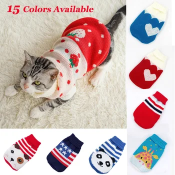 

Winter Cartoon Cat Dog Clothes Warm Christmas Sweater For Small Dogs Cats Pet Clothing Coat Knitting Crochet Cloth Jersey Perro