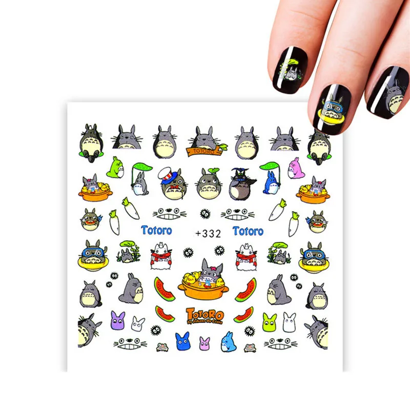 

FITURESUX Glitter Bling Cartoon Nail Stickers Nail Art Flower Water Transfer Decals Beauty Foil Wraps Manicure Decor Accessories