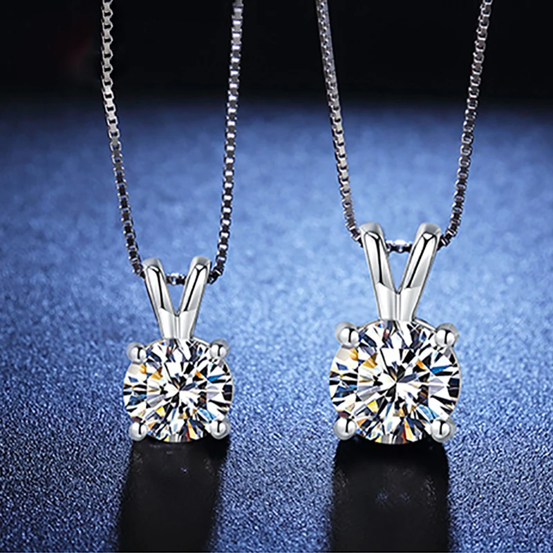 BOEYCJR 925 серебро 1ct/2ct D Цвет Муассанит VVS помолвка элегантный свадебный кулон ожерелье для женщин Подарок на годовщину