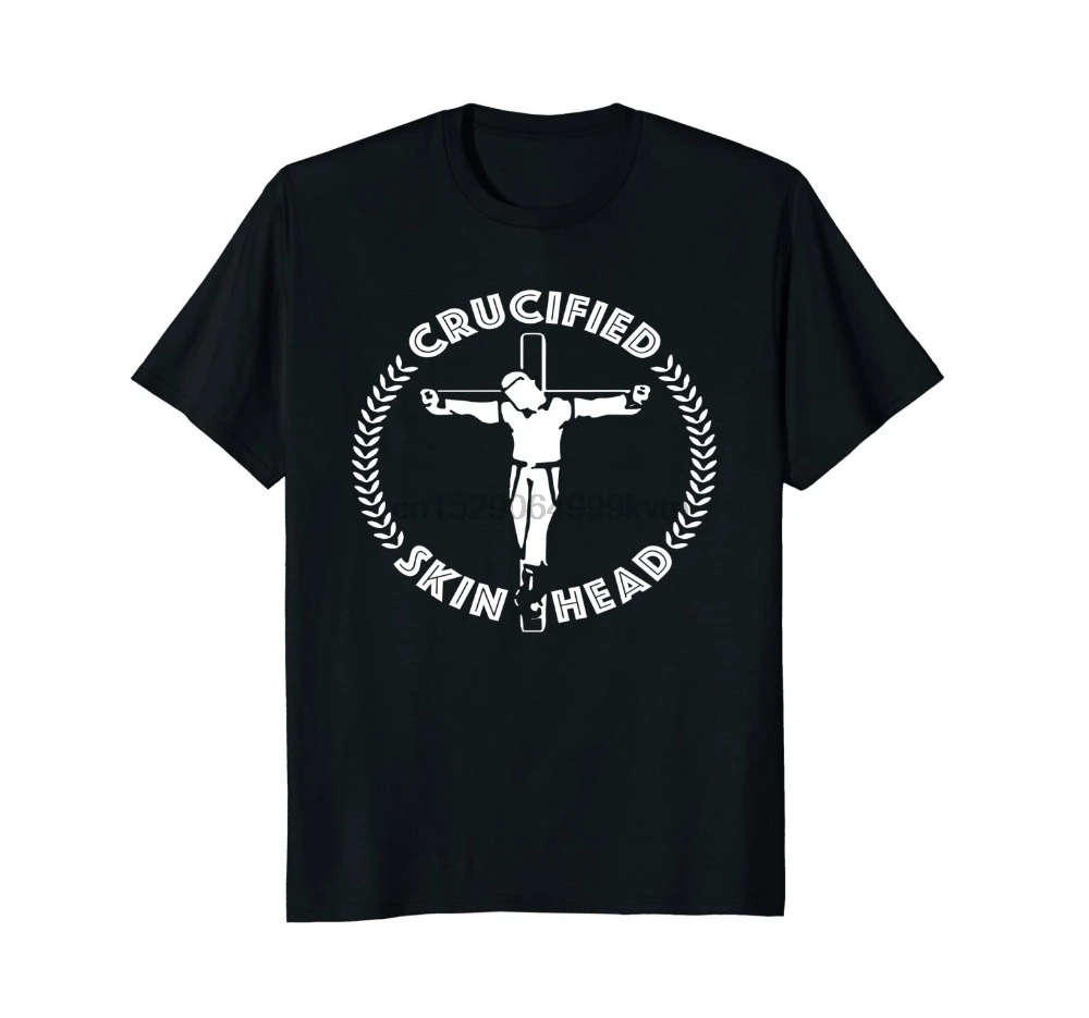 Лето 2019 100% хлопок Принт мужская летняя о-образным вырезом Skinhead рубашка Распятая