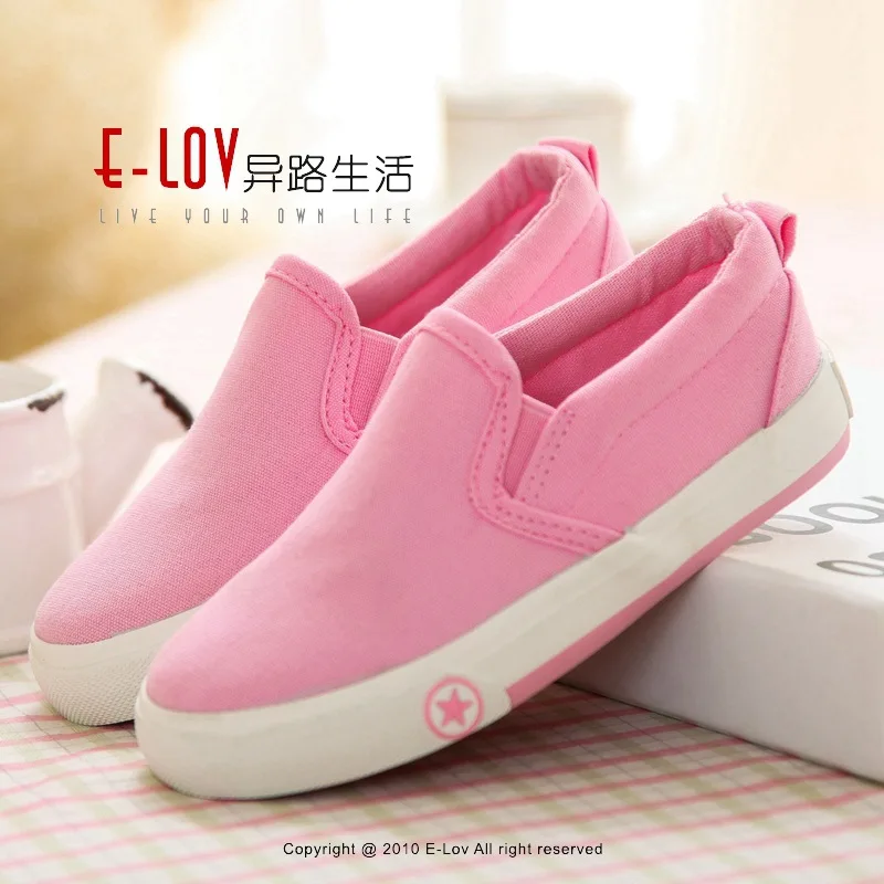 

XW Four Colors Net Version kong bai xie Solid Color Low Top Slip-on Elastic Canvas Shoes Shoes