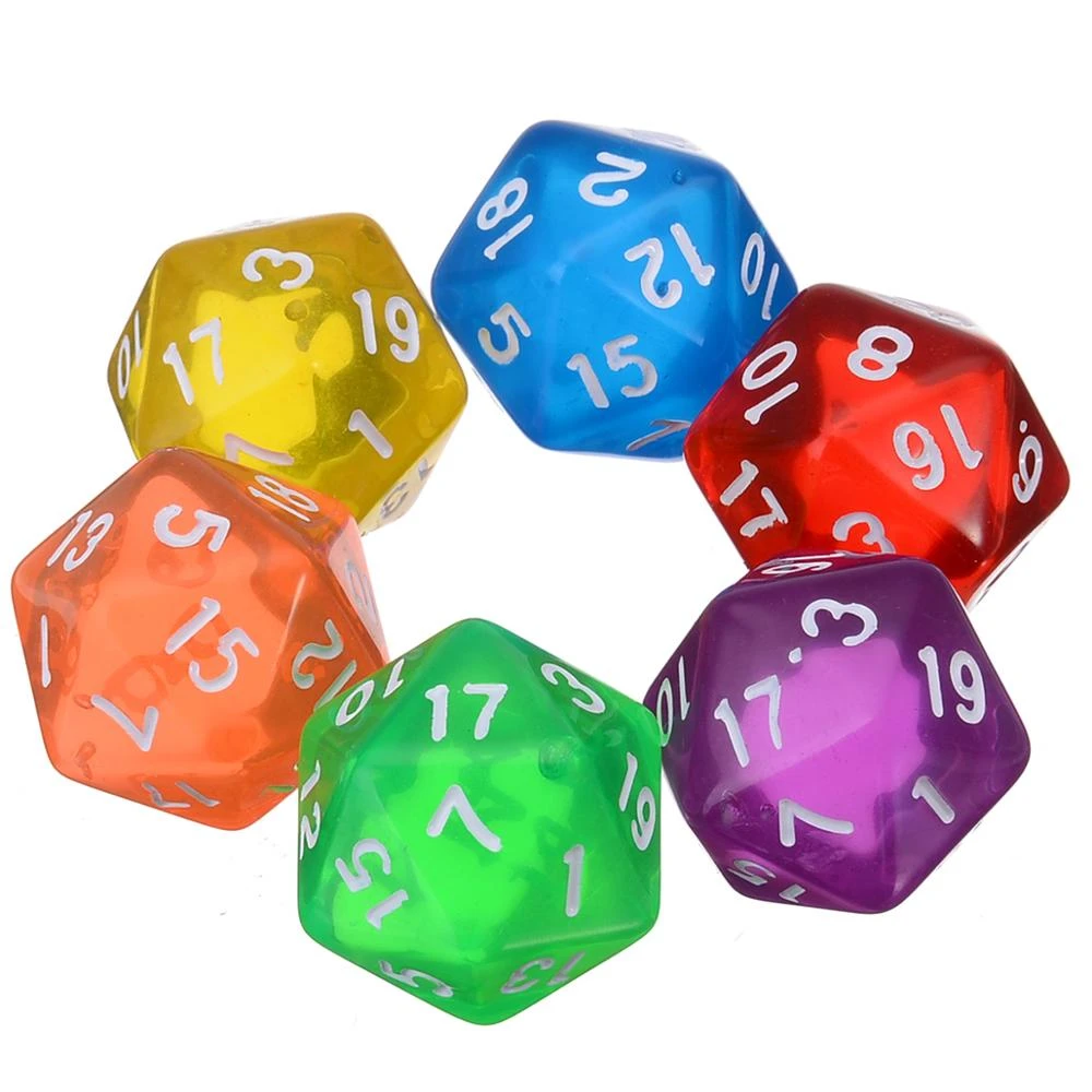 6pcs Set Mixed Color D Twenty Sided Dice Game Playing For Trpg Game Clear Resin Dice Set Colorful Aliexpress Sports Entertainment