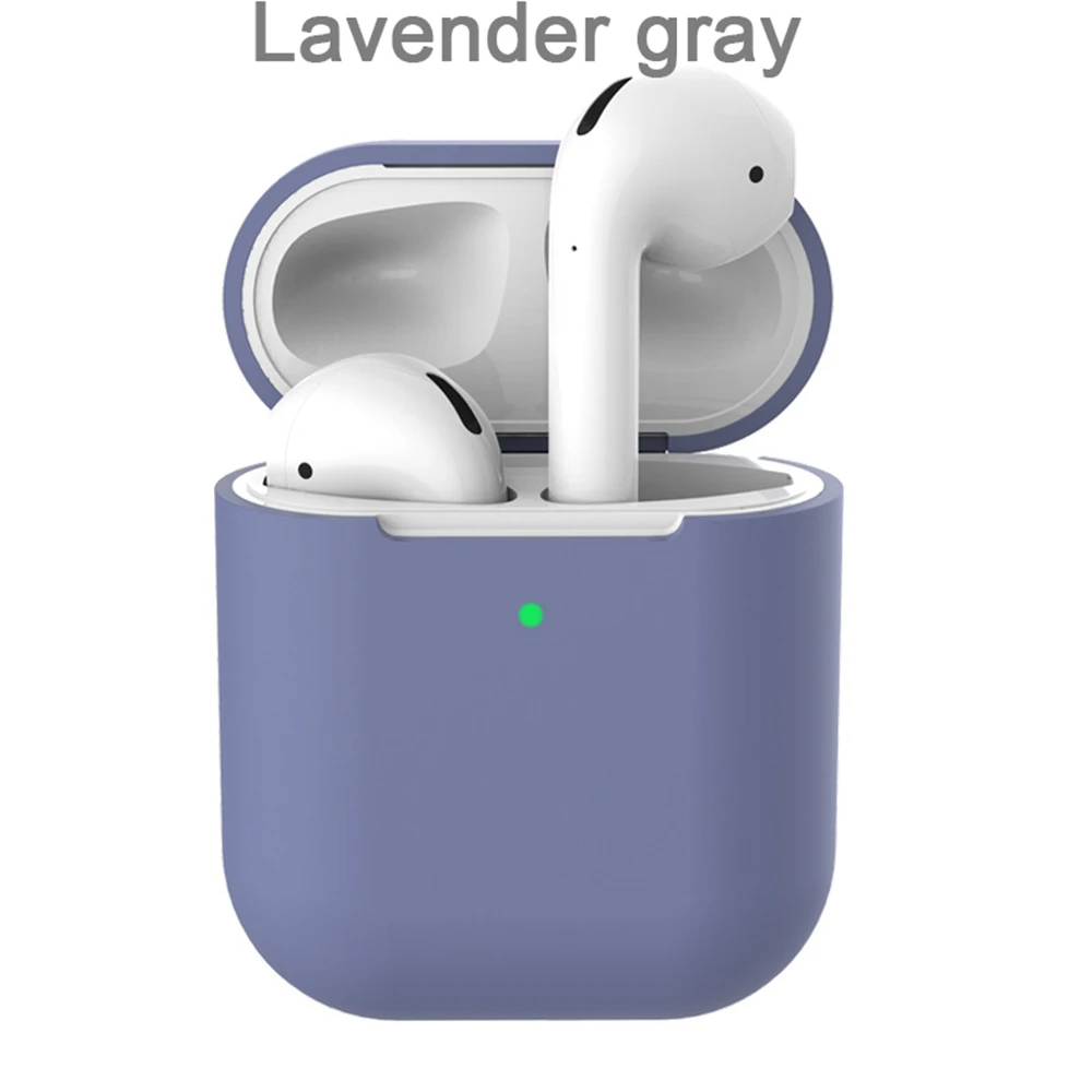 lavender gray Чехол для наушников AirPods 2 силиконовый чехол беспроводные Bluetooth наушники защитный чехол для Apple AirPods чехол Аксессуары - Цвет: lavender gray