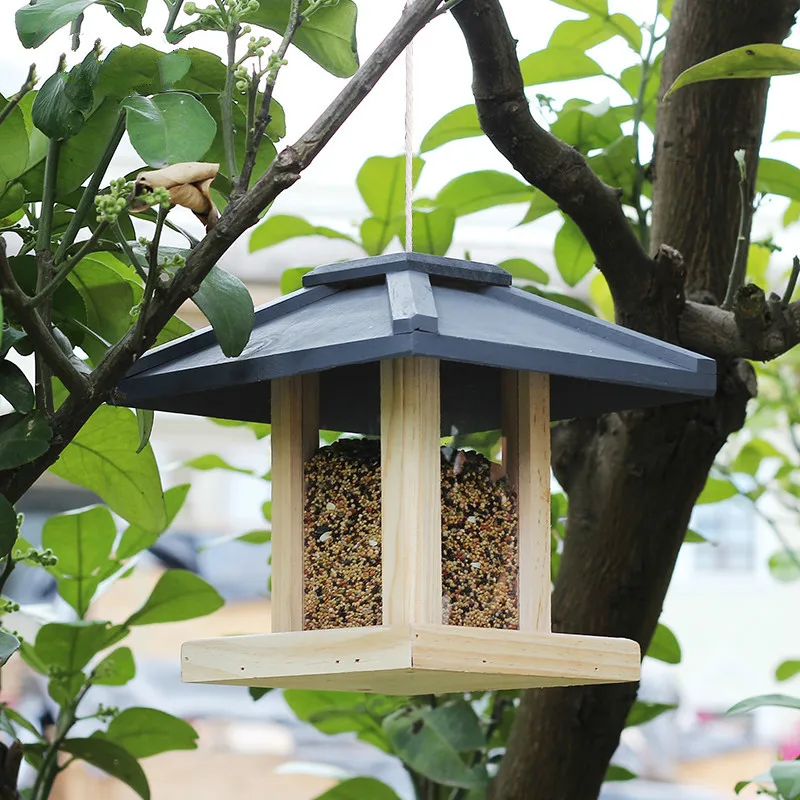 Кормушка для птиц деревянный подвесной контейнер для еды для птиц непромокаемый балкон Вилла Дом тип кормушка для птиц украшение сада mx10111141