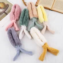 Зимний теплый шерстяной шарф с кроликом для маленьких мальчиков и шарфы для девушек, корейский детский шарф, модный шарф для детей 1-6 лет