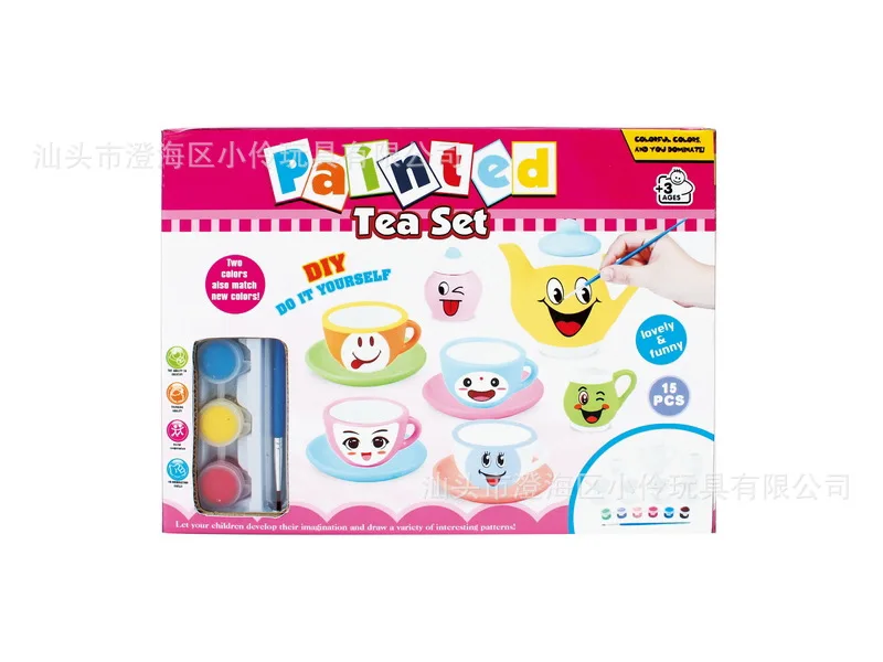 

Children ENLIGHTEN Handmade Toy Set DIY Coloured Drawing Graffiti Tea Pot Set Kindergarten Educational Doodle Toy