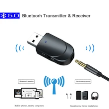 Bluetooth 5,0 приемник передатчик 2 в 1 мини стерео аудио Bluetooth AUX RCA USB 3,5 мм разъем для ТВ ПК автомобильный комплект беспроводной адаптер