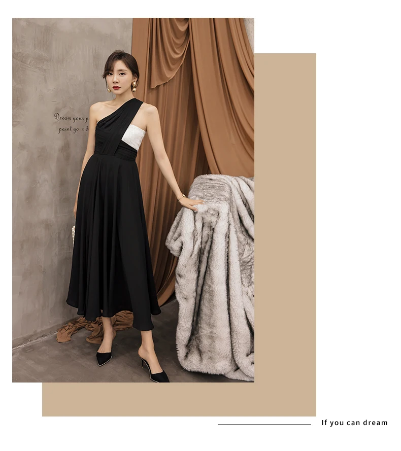 YIGELILA/модное летнее платье в стиле пэчворк ТРАПЕЦИЕВИДНОЕ ПЛАТЬЕ с одним плечом без рукавов до середины икры, простое вечернее платье 65079