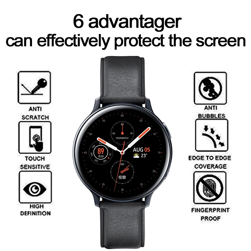 3D полноэкранная Защитная пленка для samsung Galaxy Watch Active 2 40 мм 44 мм HD мягкая защитная пленка с закругленными краями