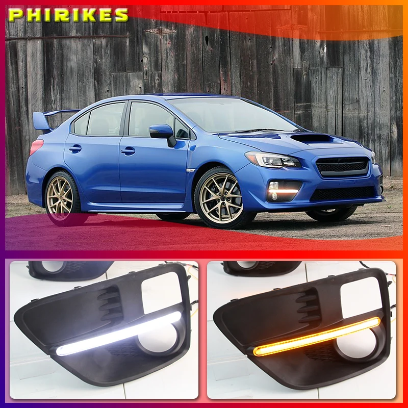 

Для Subaru WRX 2015 2016 2017, желтое реле поворота, водонепроницаемые 12 В светодиодный Автомобильные дневные ходовые огни с отверстием для противотуманной фары