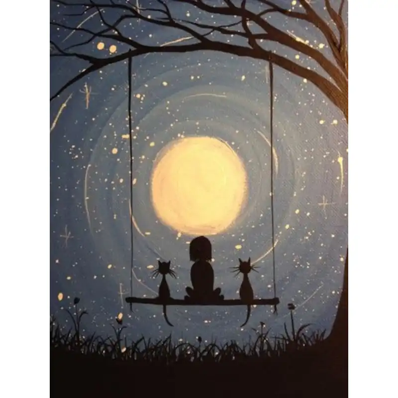 5d Diamond Painting Cartoon Full Round Diamond Mosaic Moonlight Swing Rhinestone Picture Embroidery Sale Home Decor Drop Ship Diamond Painting Cross Stitch Aliexpress