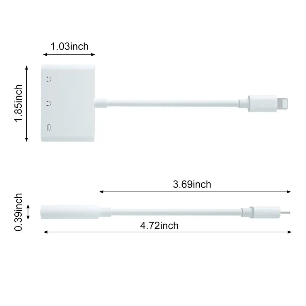 Adapter Lighting to 3 5mm Jack 3 in 1 Audio and Charge Headphone Splitter for Phone 11 11 Pro XS XS Max XR X 8 7