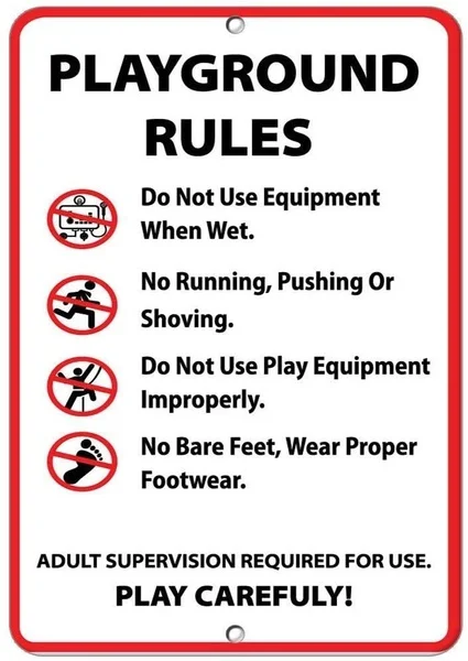 Guadalupe Ross Metal Tin Sign Playground Rules Activity Park Signs Wall Decor | Дом и сад