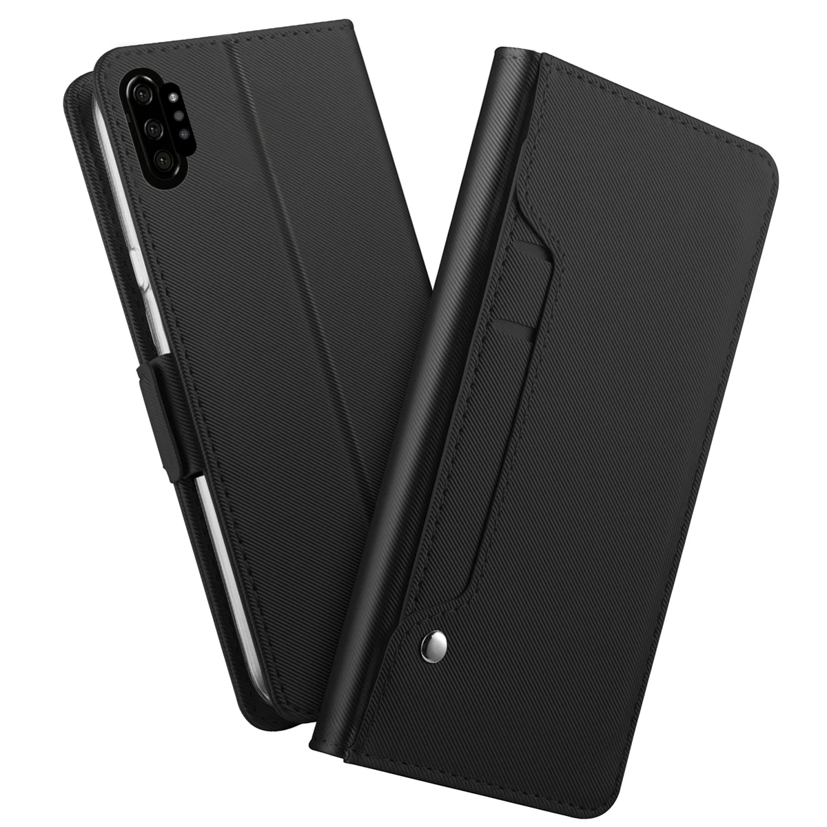 Для samsung Galaxy Note 10 Pro Чехол для телефона из искусственной кожи с отделениями для карт зеркальный флип-чехол с подставкой для samsung A30/A50/A20e/A2/A80 - Цвет: Черный