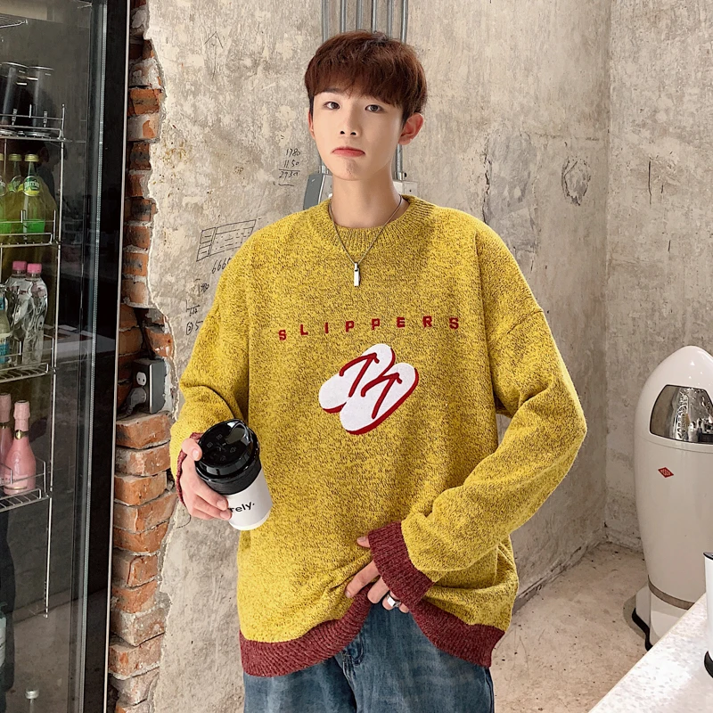 Winter Sweater Men Warm Fashion Embroidery Solid Color Casual Knit Sweater Men Sweter Clothes Loose Long-sleeved Pullover Men Winter Sweater Men Warm Fashion Embroidery Solid Color Casual Knit Sweater Men Sweter Clothes Loose Long-sleeved Pullover Men